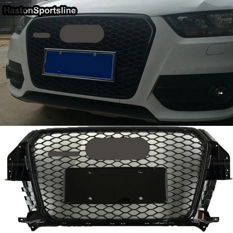 Q3 przedni Grill sportowy o strukturze plastra miodu dla Audi Q3 SQ3 Sline 2013-2015 akcesoria samochodowe do stylizacji