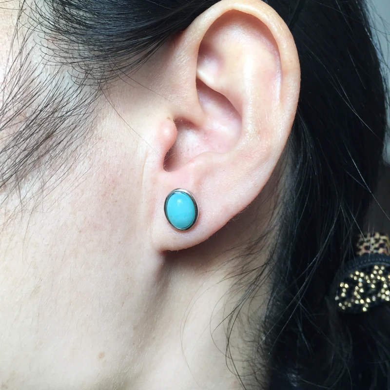 CSJ Natural Amazonite Stud Earrings 925 Sterling Silver Fine Jewelry Women Femm Lady Wedding Engagment Party