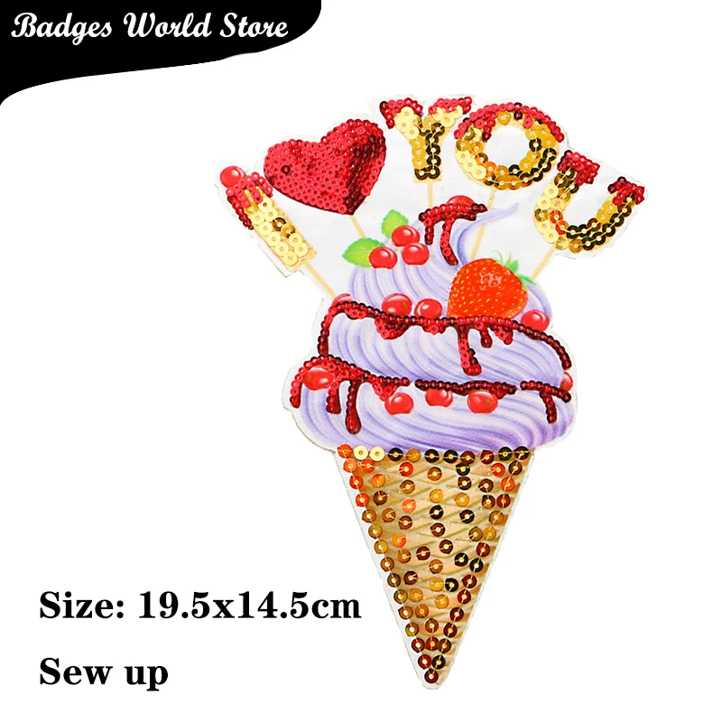 Cartoon Decorative Fries Ice cream Popcorn icon Embroidered Applique Patch For DIY Iron on Badges Stickers on backpack,clothes