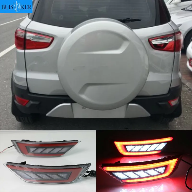 2Pcs LED Reflector For Ford Ecosport 2013 2014 2015 2016 2017 2018 2019 Rear Bumper Light Fog Lamp Brake Warning Lamp