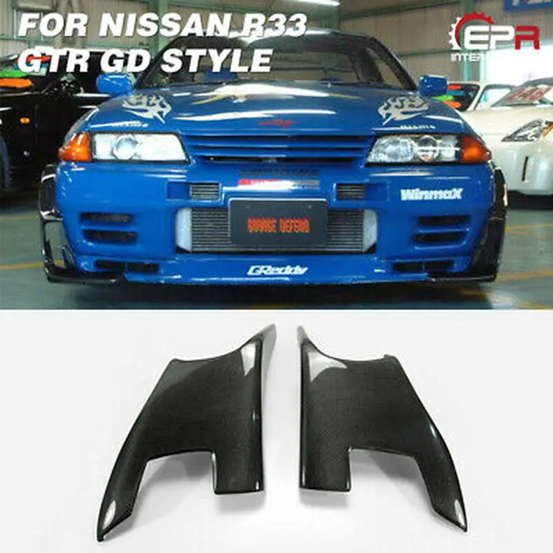 

GD Style Carbon Fiber Front Bumper Canard For Nissan R33 GTR Glossy Finish Splitter Add On Fibre Racing Drift Spat Cover Kit