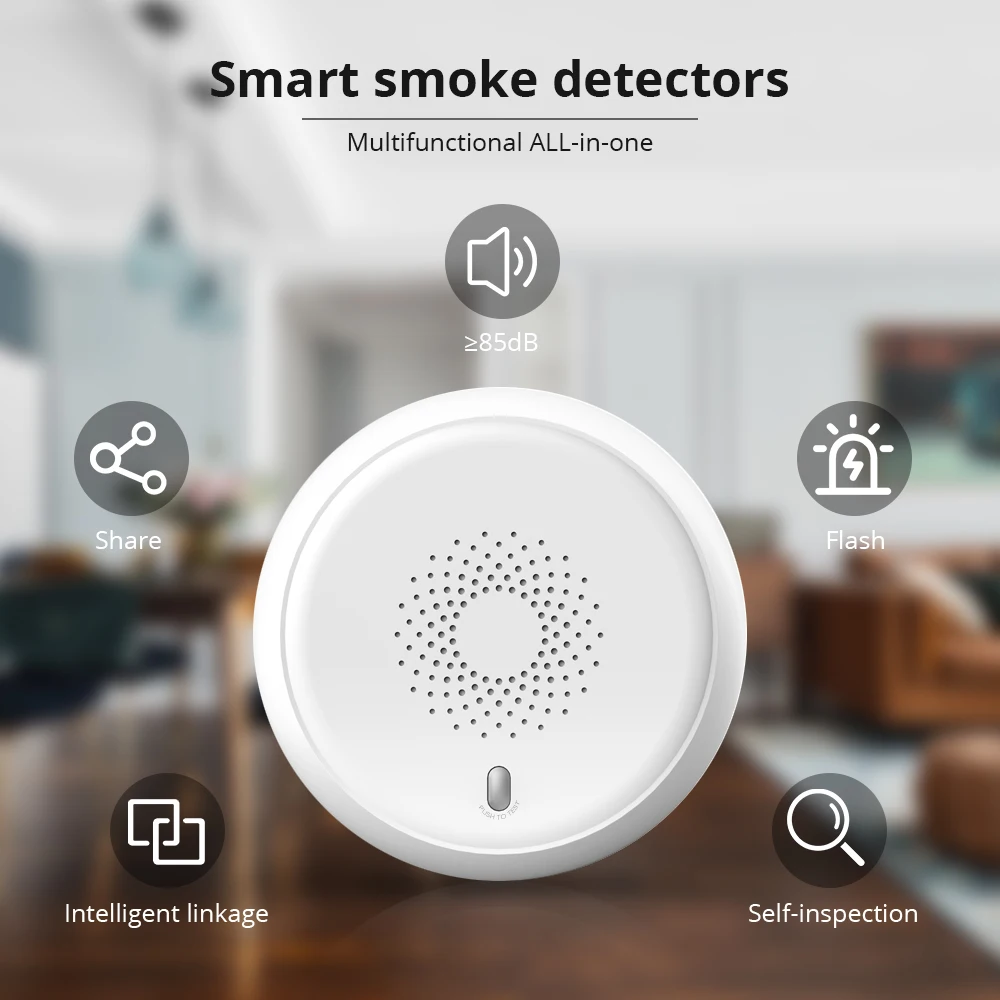 Zemismart Tuya Zigbee Smart Smoke Sensor Fire Smoke Detector Security Alarm System Linkage Smart Home Device Battery Powered