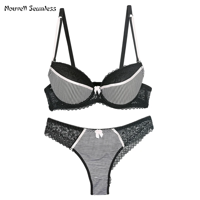 

Nouvelle Seamless Fashion Sexy Bras Set Push Up French Lace Underwear BCDE Cup Brassiere and Panty Womens Lingerie