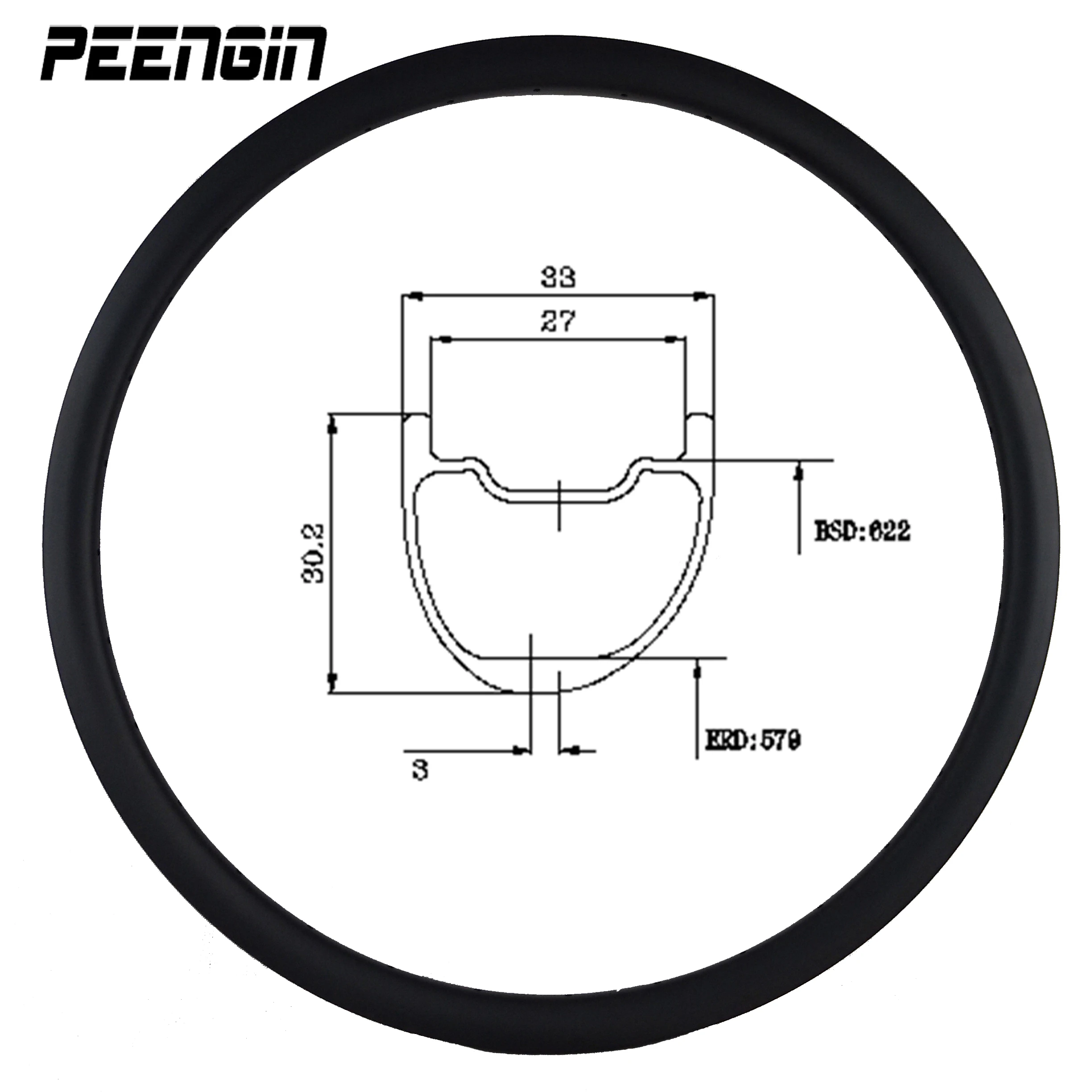 EMS Quick Delivery 29er MTB Carbon Bicycle Parts China All Mountain Asymmetric Rim 33X30mm Endure Tubeless Clincher Offset Wheel