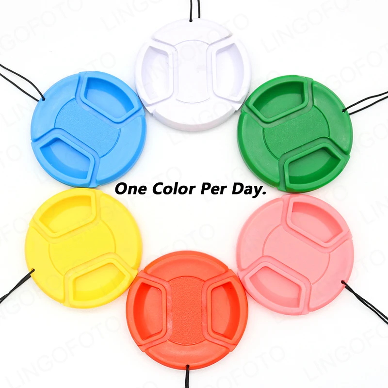 6pcs Camera Lens Cap 6 in 1 Set Orange Blue White Green Yellow Pink Plastic Lens Cap One Color Per Day