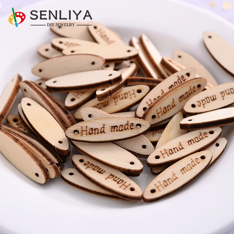 50Pcs/Pack 2Holes 3Colors Wooden Button Oval Shape\