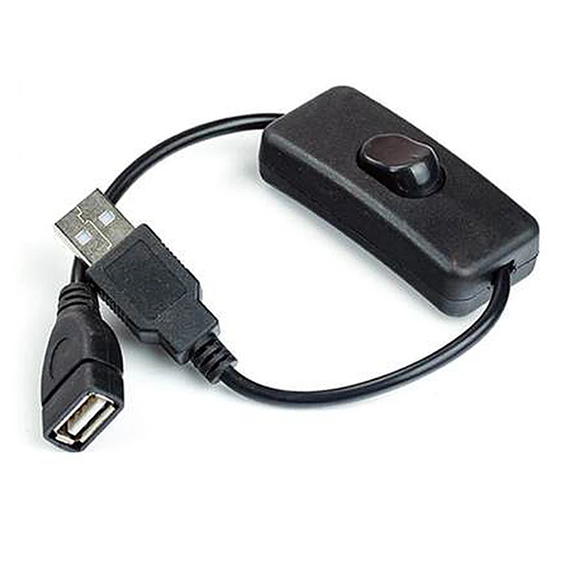 USB 28cm Male-To-Female Extension Cord USB Switch Cord  LED Light Bar Power Cord Switch over 2A Current Usb Fan Switch Adapter