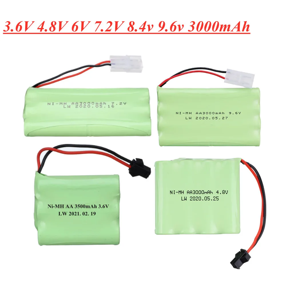 3.6V 4.8V 6V 7.2V 8.4v 9.6v NI-MH AA  3000mah Rechargeable Battery Pack For Remote Control Toys Electric Car Volt SM Tamiya Plug