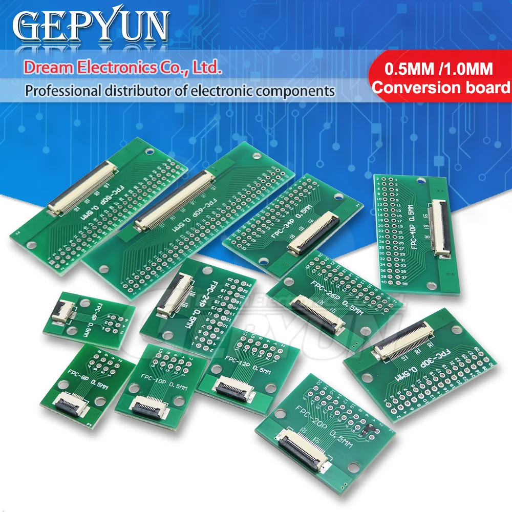 5PCS FPC FFC 0.5MM /1.0MM pitch for cable transfer conversion board 6P /8P/ 10P /12P/20P/ 24P / 26P / 30P / 34P /40P / 50P / 60P