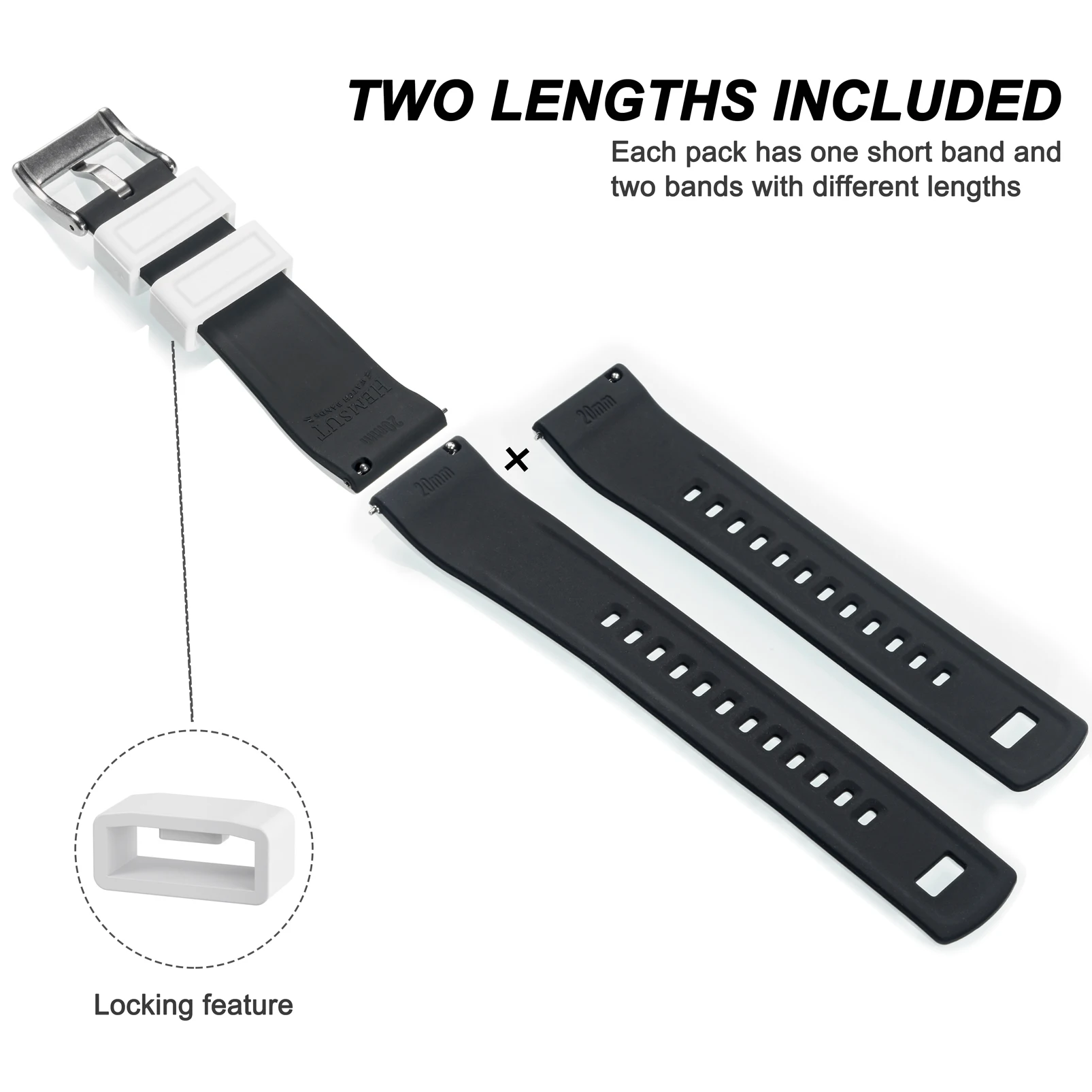 Hemsut  Silicone Smart  Watch Bands, 18mm 20mm 22mm Quick Release Rubber Watch Strap for Man Women Soft Replacement