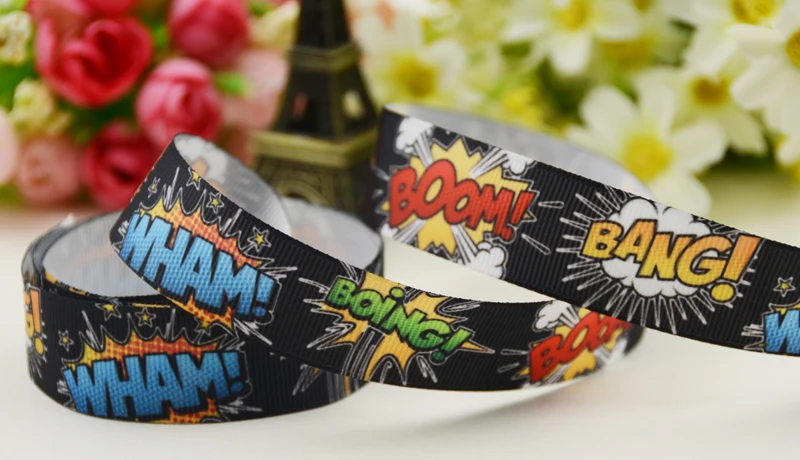 22mm 25mm 38mm 75mm Explosive Cloud cartoon printed Grosgrain Ribbon party decoration 10 Yards X-04478