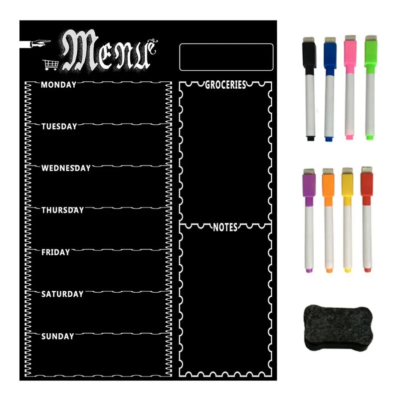 2024 New Magnetic Refrigerator Chalkboard,Weekly Menu, Meal Planner,Grocery Shopping List