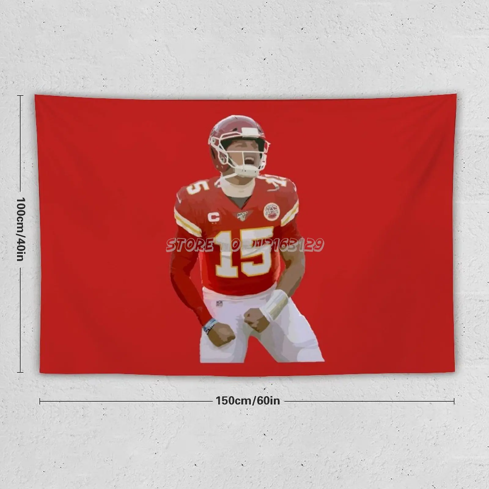 Patrick Mahomes Tapestry Wall Hanging Background Wall Covering Home Bedroom Decor Wall Tapestry Chiefs Kc Kfc Mahomes Goat Red F