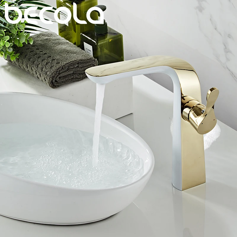 BECOLA Modern Basin Mixer Retro Industrial Brass Faucet Bathroom Cold And Hot Black Gold Water Faucet Deck Mounted Sink Taps5902