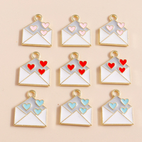 10pcs Cartoon Sweet Love Letter Envelope Charms for Earrings Necklaces Pendants Charms Handmade DIY Jewelry Making Accessories