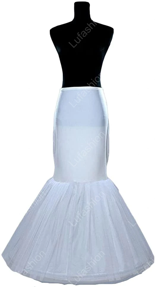 Big Fishtail 1 Hoop Wedding Petticoat Long Tulle Skirts Womens Underskirt For Dress White/Black