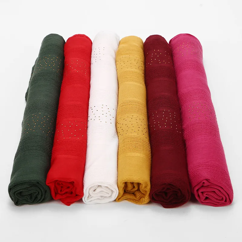 Fashion Women Plain Color Cotton Diamond Shawls Scarf Muslim Shimmer Headband Wrap Hijab Scarves 11 Color Wholesale 10pcs/LOT