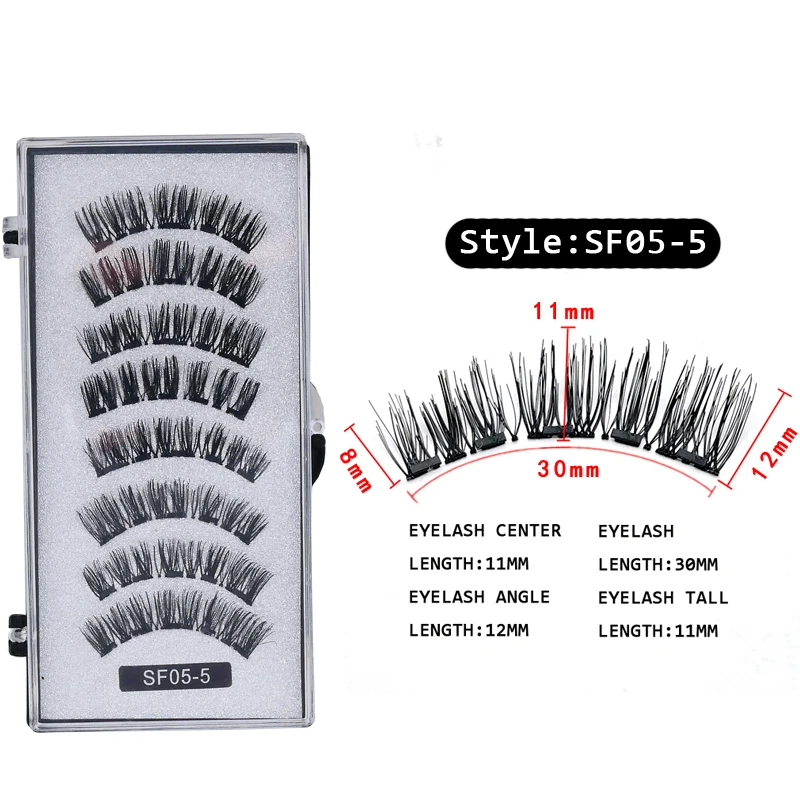 4 Paar 5 Magnete 3D Magnetische Falsche Wimpern Handgefertigte Künstliche Faux Cils Magnetische Natürliche Nerz-Wimpern mit Pinzette – Detail 7