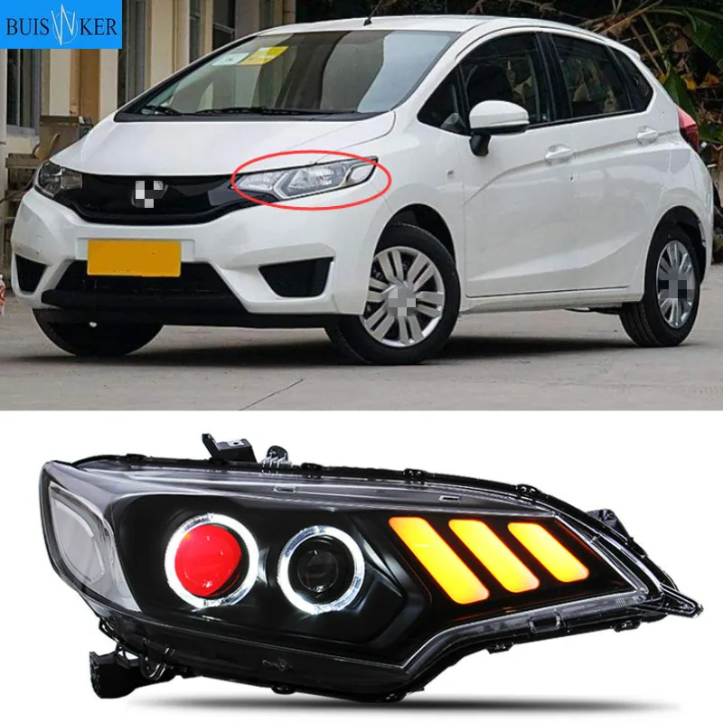 

For Honda FIT JAZZ GK5 2014-2018 Headlights LED DRL Running lights Bi-Xenon Beam Fog lights angel eyes Auto