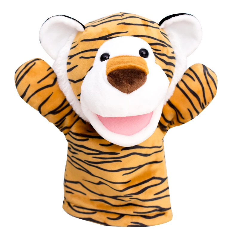 Kawaii peluche animale burattino a mano tigre bocca mobile educazione precoce puntelli genitore-figlio bambola interattiva Baby Doll