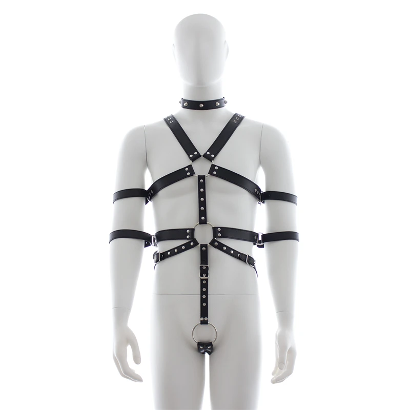 Sexy Gay Full Body Cockstraps Harness Belts Male Leather Lingerie BDSM Chest Harness Men Fetish Gay Bondage Clothes for Sex Game