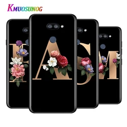 Letter Alphabet Flowers For LG K22 K71 K61 K51S K41S K30 K20 2019 Q60 V60 V50S V50 V40 V35 V30S G8 G8X ThinQ Black Phone Case