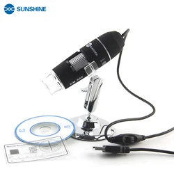 SUNSHINE Mini USB Digital Microscope 500x Adjustable Magnifier Electronic USB Microscope 8 LED light for Soldering