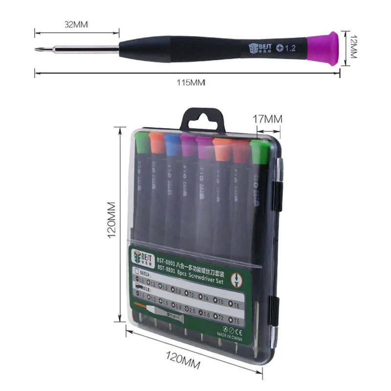 Multifunctional Precision Screwdriver 8pcs Set For iPhone Laptop Mini Electronic Screwdriver Bits Repair Tools Kit Set