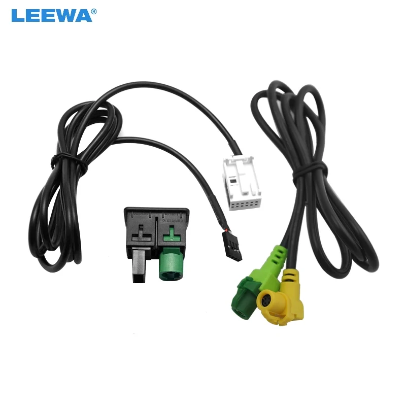 

LEEWA 5sets USB 3.5mm AUX Switch Housing Socket Adapter Plug Cable For Volkswagen OEM Radio Stereo RCD510/310+/300+ #CA4654