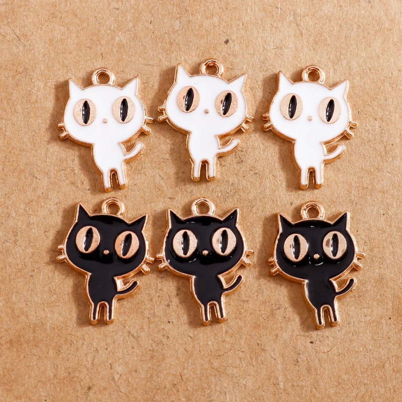 

10pcs 13*17mm Animal Pendants Enamel Cat Charms for Bracelet Necklace Earrings DIY Jewelry Accessories Findings