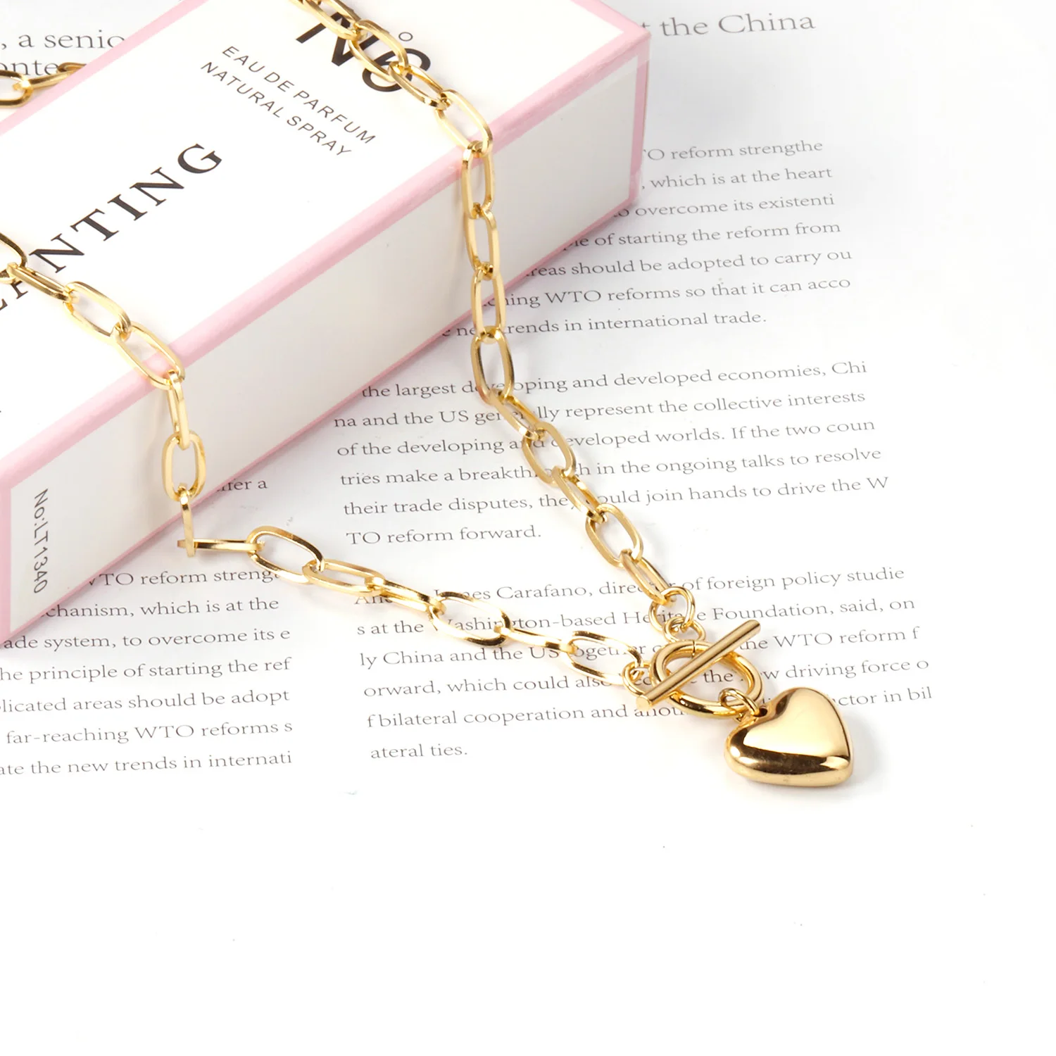 LUXUSTEEL Punk Heart Pendant Cuban Link Chains For Women Stainless Steel Collars Bow Knot Necklaces Wedding Jewelry Gifts