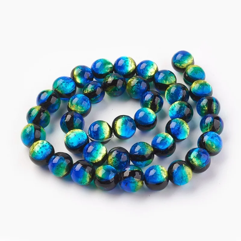 

Handmade Foil Glass Lampwork Round Beads for jewelry making bracelet necklace accessories 8mm 10mm 12mm,Hole: 1.2mm F70