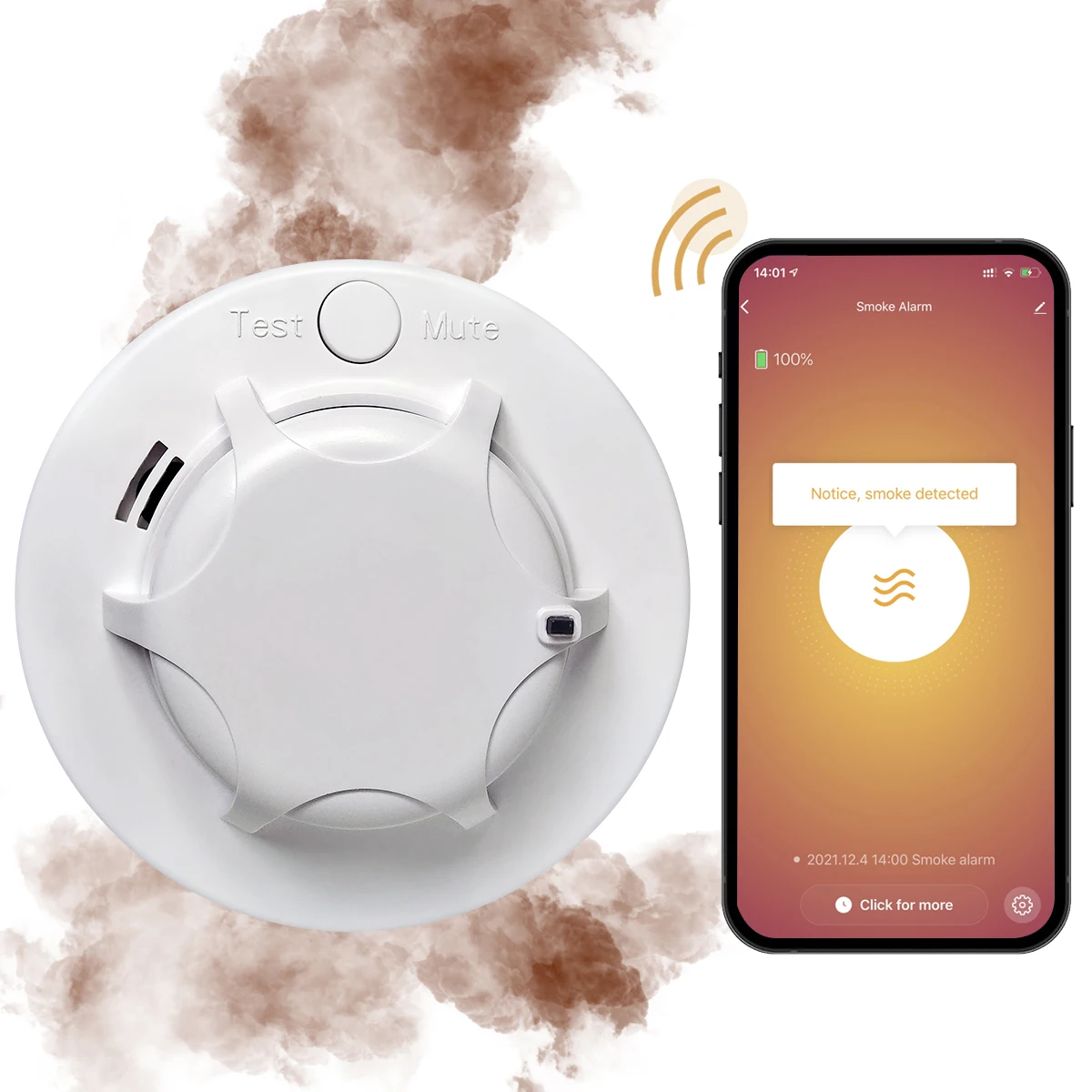 WiFi Smoke Detector Alarm System Smokehouse Firefighters Smoke Sensor for Home Fire Protection Tuya Smart Life APP