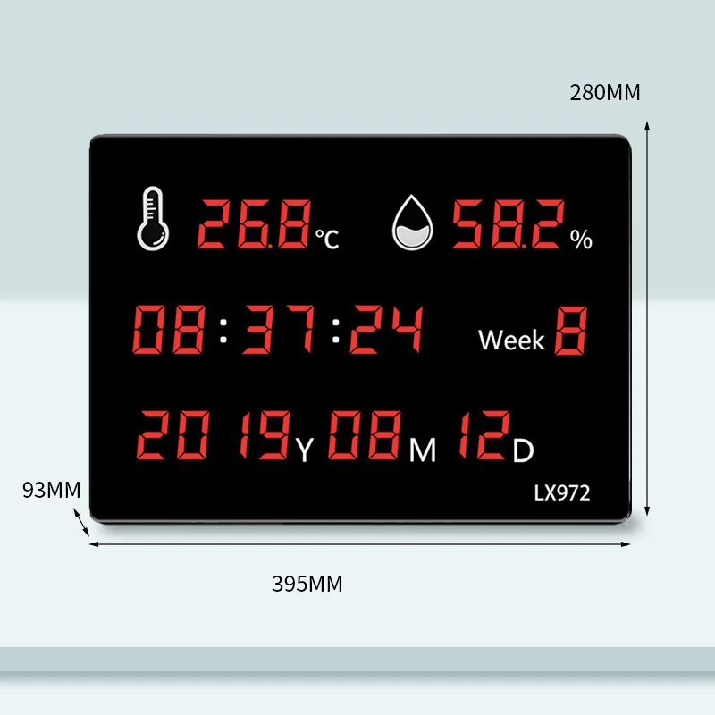 

Цифровой настенный термометр с датчиком влажности, электронный термометр с отображением времени и даты