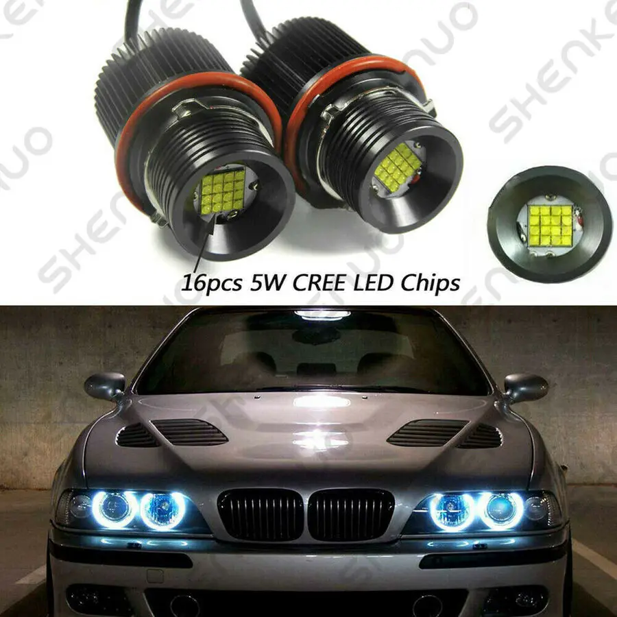 

80W 7000K White LED Angel Eyes Ring Marker Bulbs For BMW E39 E60 E63 E53