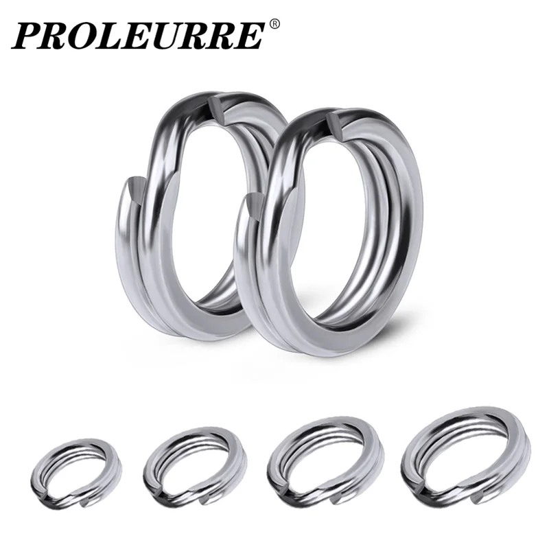 100pcs Fishing Rings Stainless Steel Split Rings Fishing Tackle Strengthen Solid Ring Lure Connecting Ring Fish Accessories