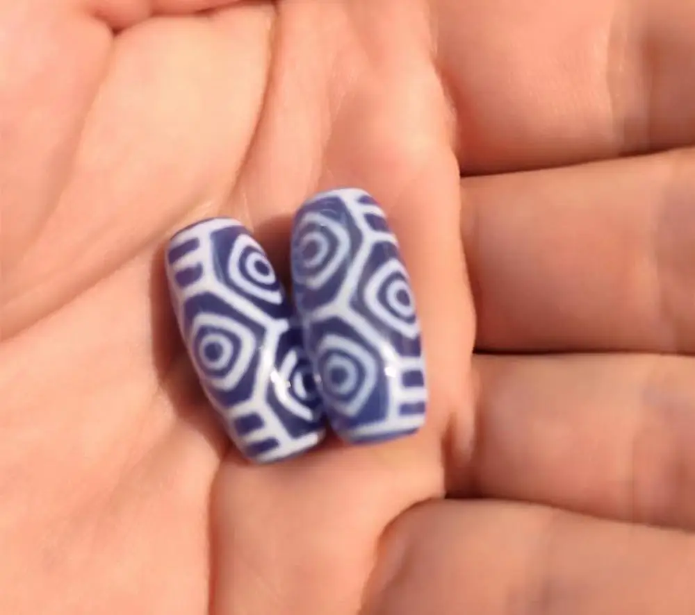 1pcs 1lot Blue Color Natural Agate Stone 12*25mm Dragon Eyes Patterns Amulet Tibetan Dzi Beads for Bracelet DIY Jewelry