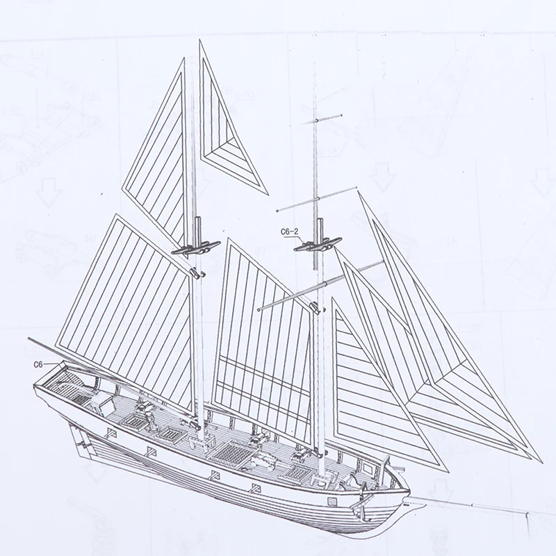 Handgemachte Holz Segelboot Schiff Kits 1:100 skala DIY Modell Spielzeug Hause Dekoration Boot Geschenk Spielzeug Holz Schiffe Modell Montage Spielzeug – Detail 2