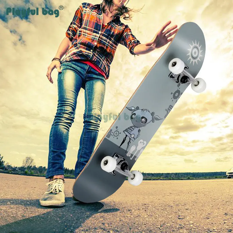 Playful Bag 78.5CM Durable Maple Skateboard for teenager Flashing Four wheel skateboard Heat transfer printing skate board AMA36