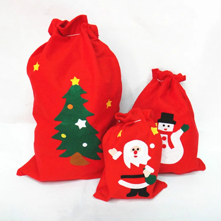 1PC ( 20*30CM ) Cute Christmas Gift Bags Santa Claus Snowman Big Backpack Kids Banquet Xmas Gifts Bag Home Party Decorations