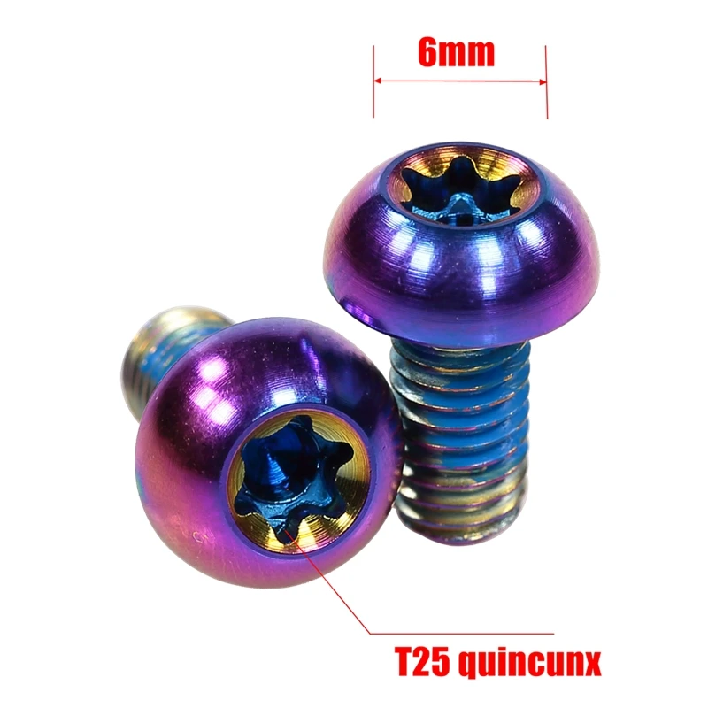 Universal Upgraded Titanium Alloy Screw for Fixing Disc Brake Rotor of Electric Scooter M5x10 T25 Bolt for Bicycle Brake Disc