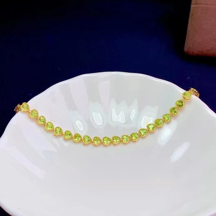 25 Pieces 4mm Natural Peridot Bracelet for Daily Wear VVS Grade Peridot Jewelry Gift for Woman Heart Gemstone Bracelet