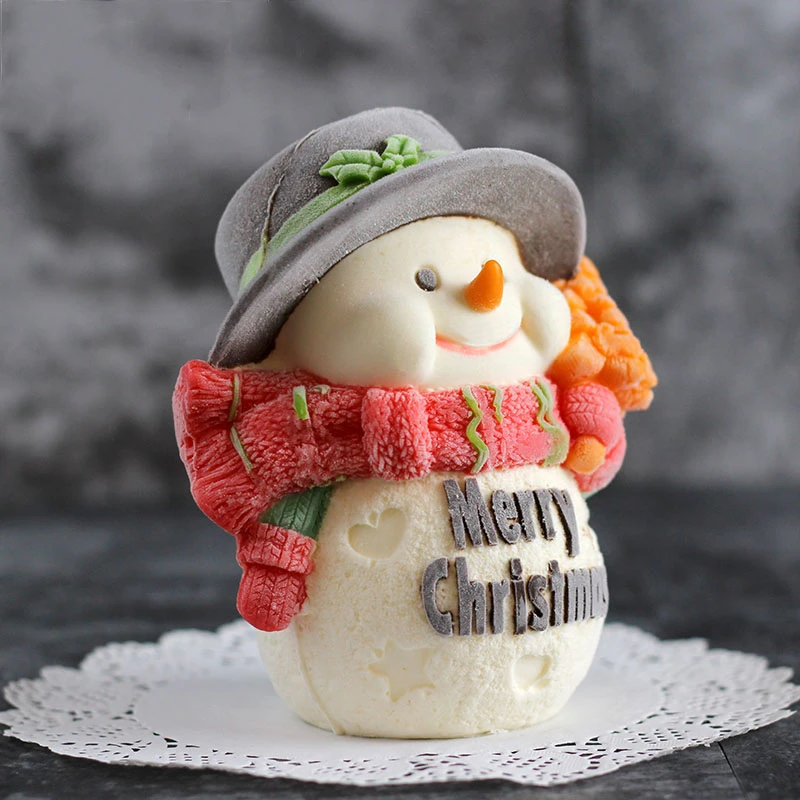 Christmas Snowman Silicone Molds 3D Big Size Mousse Baking Mold For Cake Decorating Tool Candle Plaster Handmade Craft  Mould