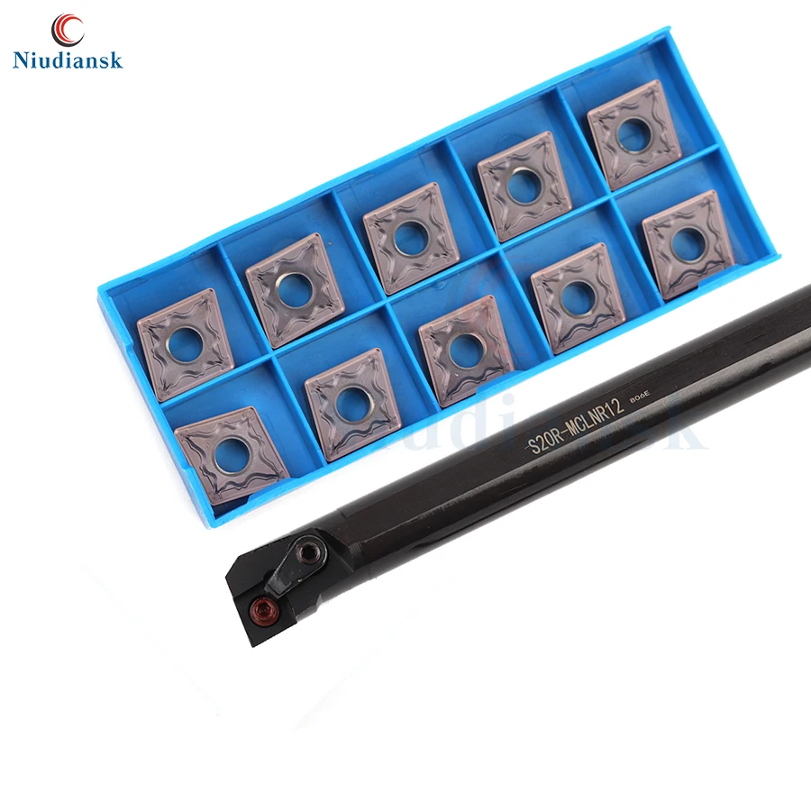 S20R-MCLNR12 S25S-MCLNR12 Internal Mengubah Dudukan Alat S16Q-MCLNR12 MCLNL 10Pcs CNMG1204 CNC Bubut Alat Karbida Sisipan Bubut Set