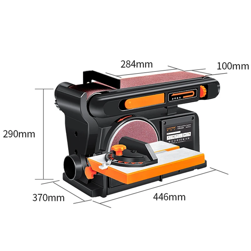 550W/750W Abrasive Belt Sanding Machine Woodworking High-Power Electric 220V Sandpaper Polishing Machine 0-45° Angle Adjustable