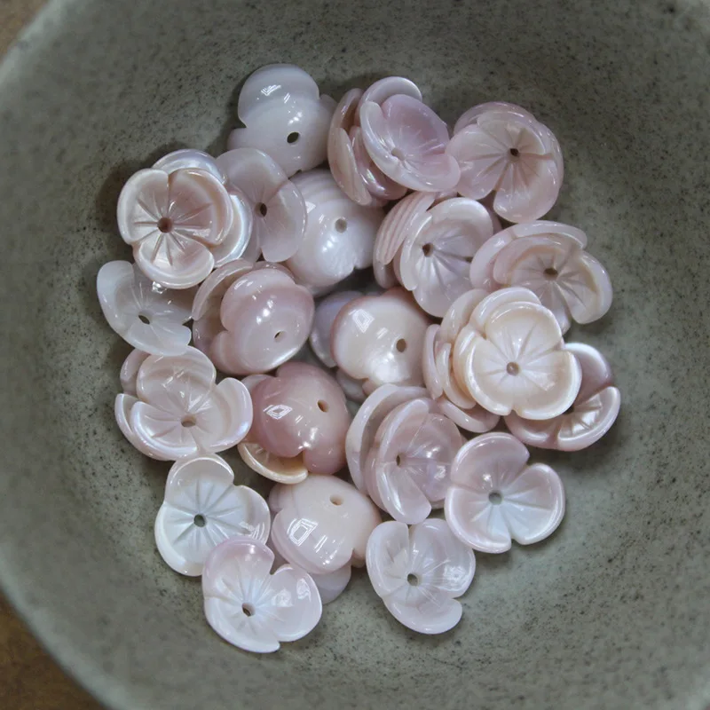 5pcs / bag natural mother-of-pearl three petal bowl flower torus spacer jewelry making DIY earrings hairpin jewelry accessories