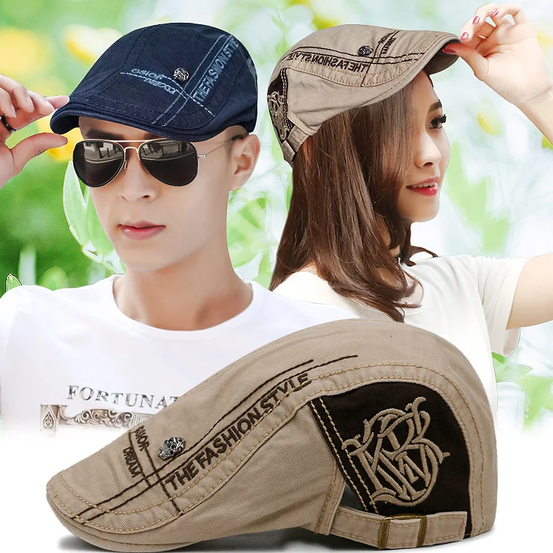 Young Unisex Beret Fashion Cool Men Skull Rivet Sun Hat Academy Female Sunscreen Outdoor Sun Hat