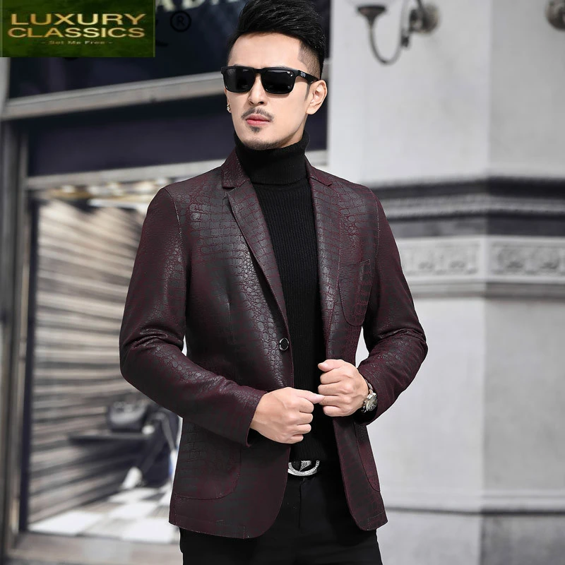 Jacket Leather 100% Genuine Men Casual Business Natural Sheepskin Coat Man Fashion Spring Winter Real Leather Jacket 6609