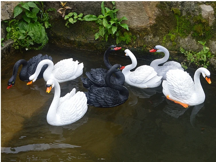 Symulacja zewnętrzna pływające do wody łabędź rzeźba z żywicy ogrodowa basen figurki dekoracja Park trawnik staw ozdoby ręcznie wykonane