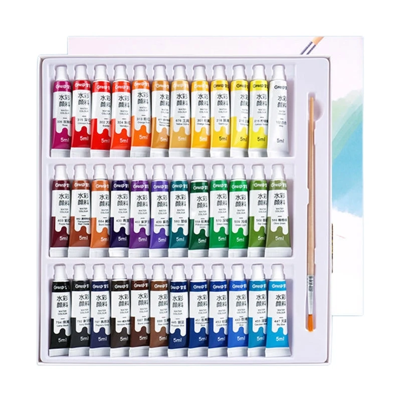 Pintura aquarela ajustada no jogo 5ml 12/18/24/36 do pigmento do gouache da academia da arte tubos cores para os pintores do estudante da arte iniciantes canetas coloridas papelaria aquarela material escolar